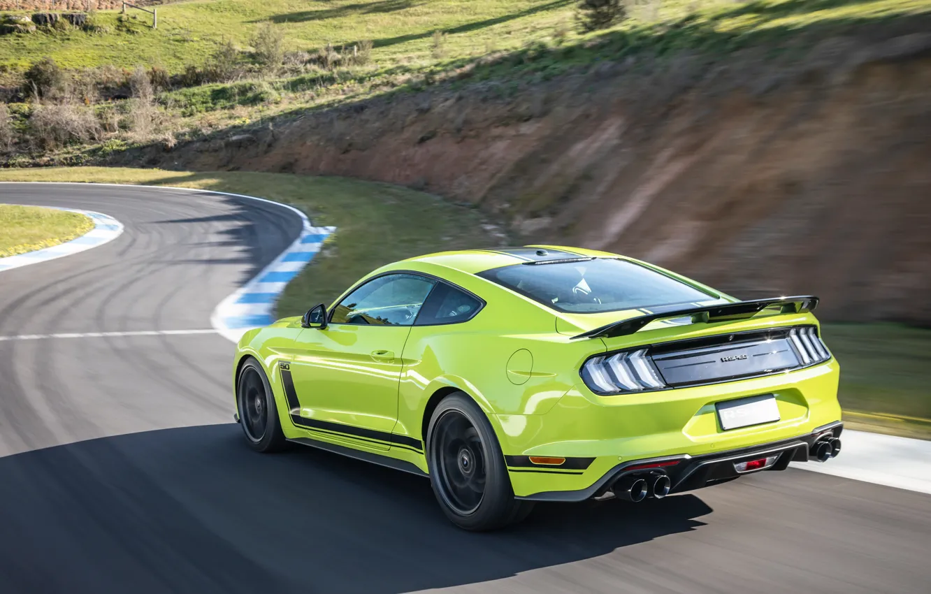 Photo wallpaper speed, Mustang, Ford, racing track, AU-spec, R-Spec, 2019, Australia version