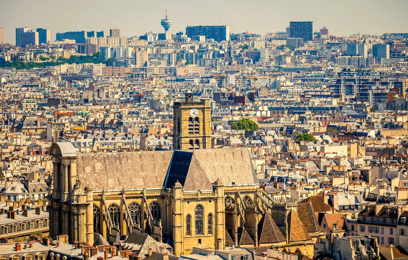 Photo wallpaper France, Paris, home, Sunny, megapolis, the view from the top