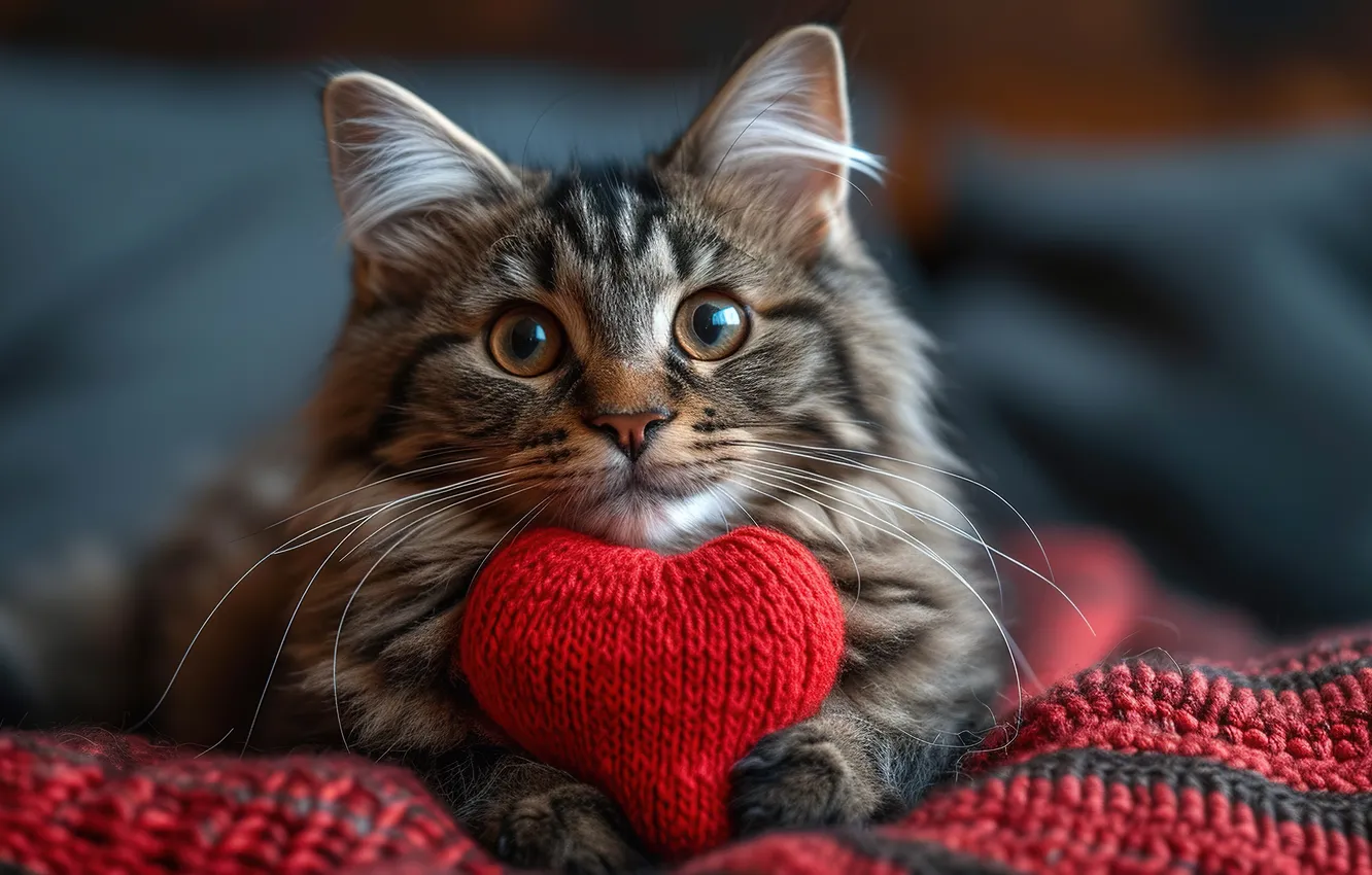 Photo wallpaper cat, kitty, heart, cute, heart, kitten, lovely, cute