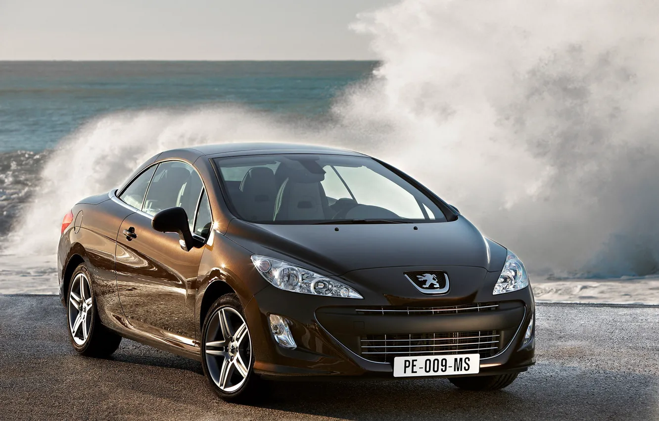 Photo wallpaper sea, auto, water, squirt, Peugeot, 308