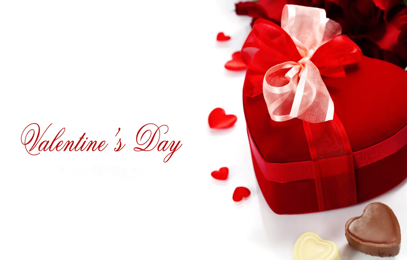 Photo wallpaper photo, holiday, heart, candy, gifts, bow, Valentine's day