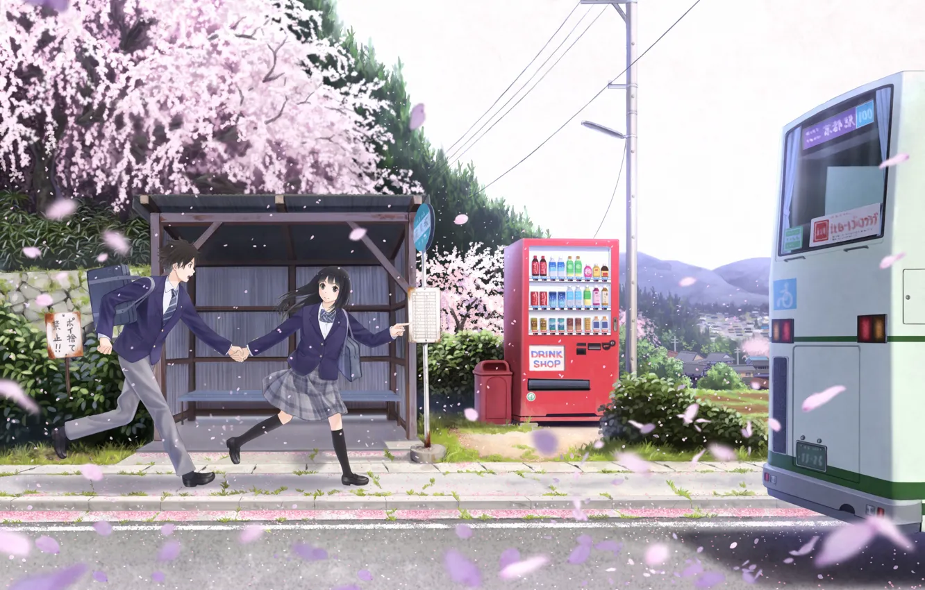 Photo wallpaper anime, art, two, students, taka (tsmix)