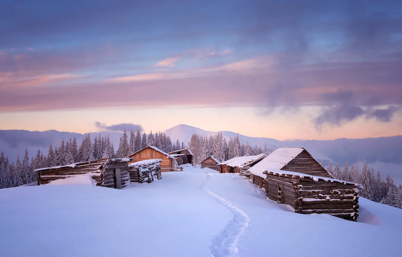 Photo wallpaper winter, the sky, snow, nature, home