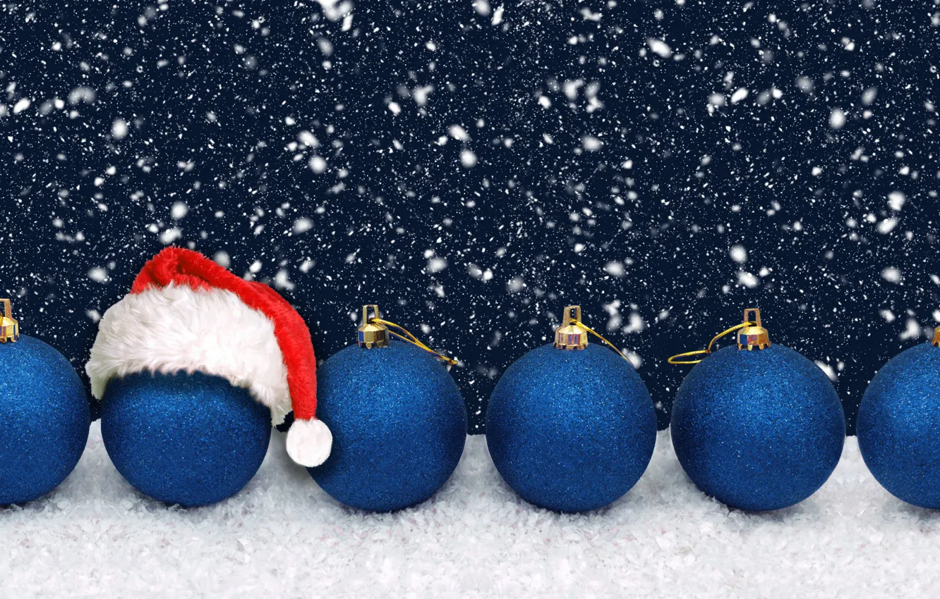 Photo wallpaper winter, balls, snow, the dark background, holiday, balls, Shine, Christmas