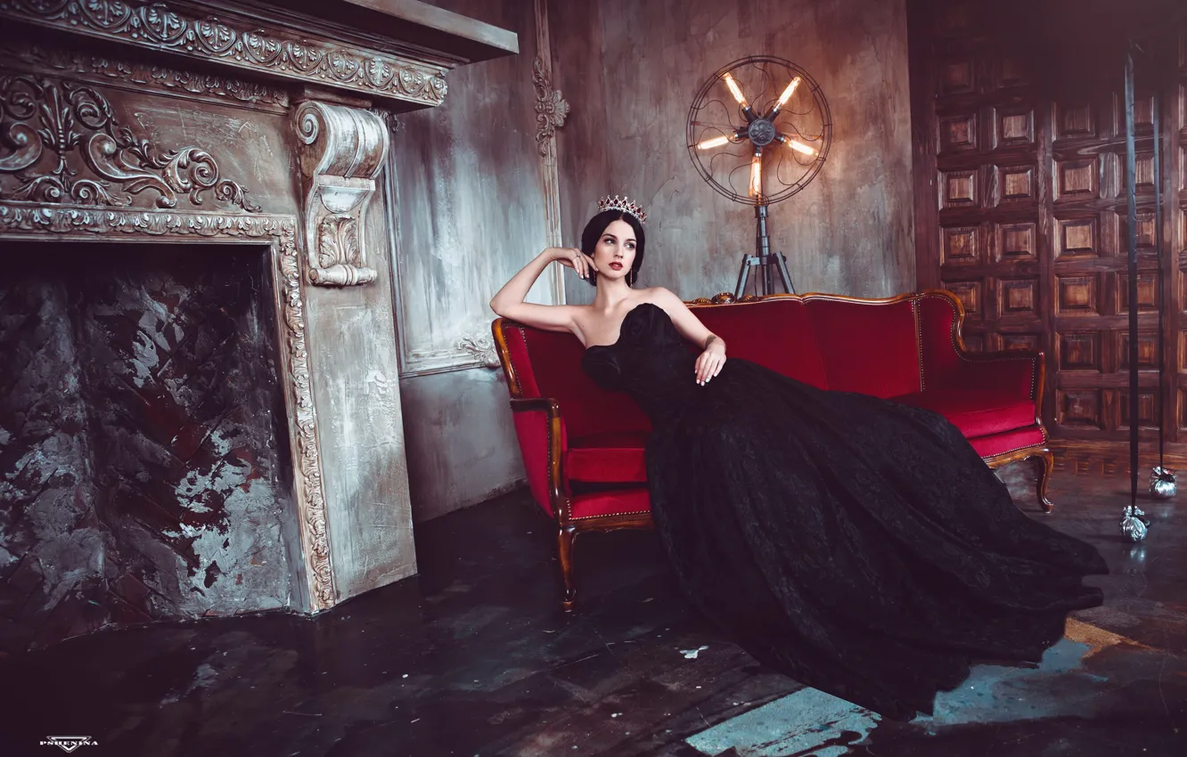 Photo wallpaper Gothic, model, black dress, Queen, Alla Berger, dark
