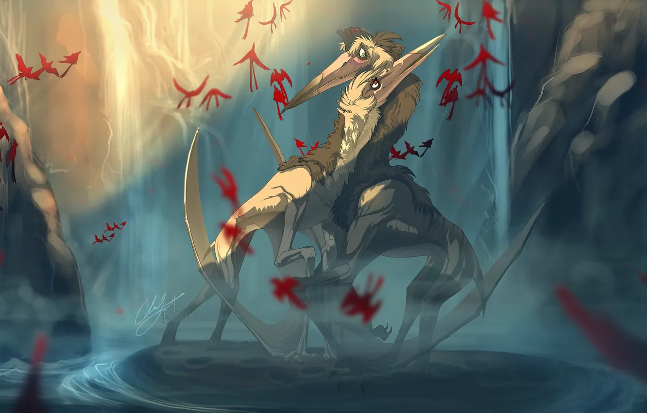 Photo wallpaper wings, pose, dinosaurs, flying reptiles