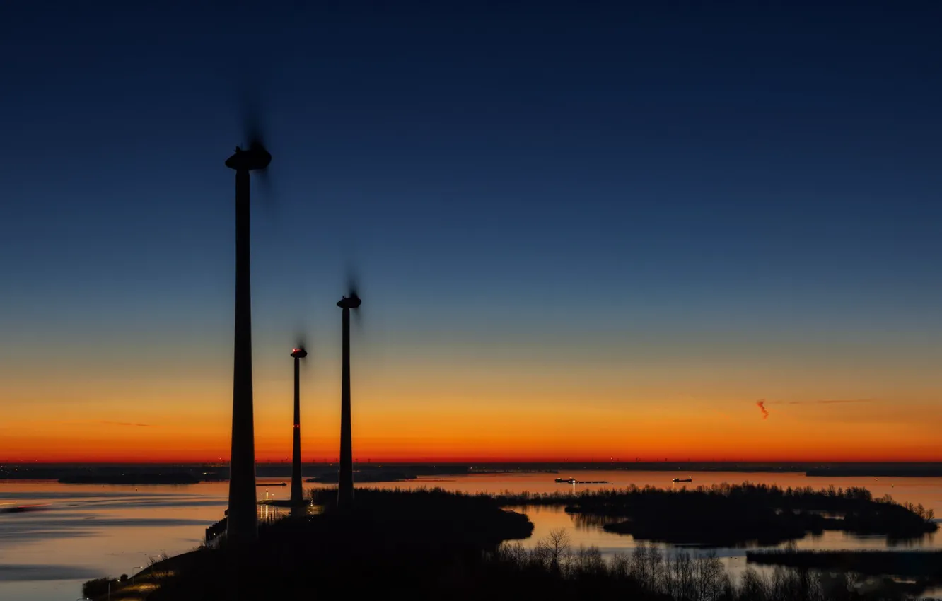 Photo wallpaper the evening, glow, Netherlands, Electromechanical