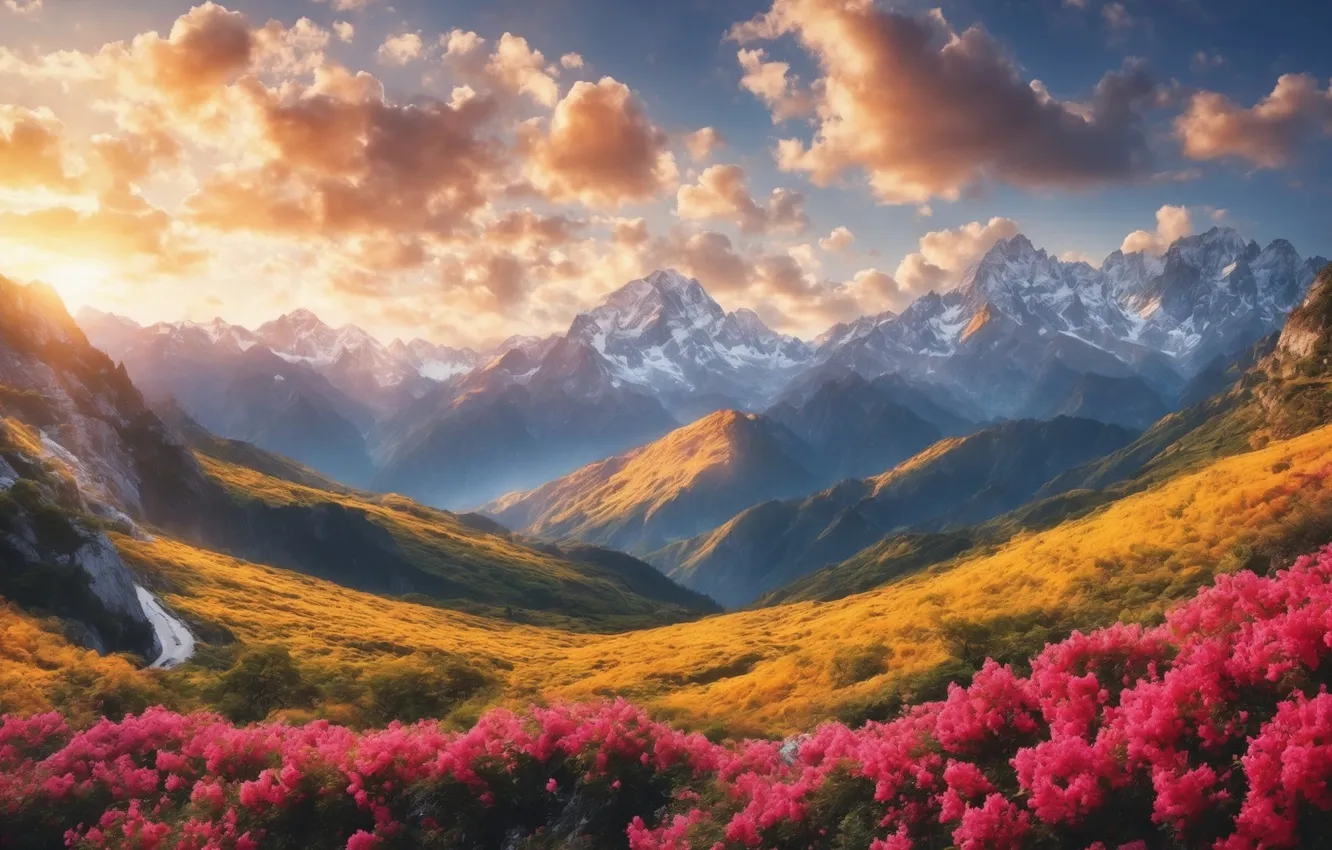 Photo wallpaper sky, landscape, mountains