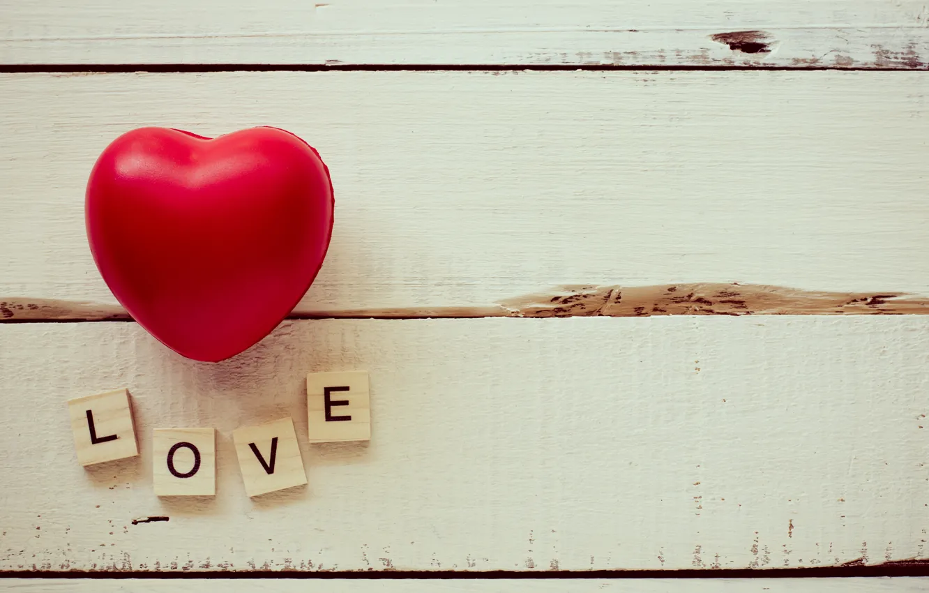 Photo wallpaper love, heart, red, love, heart, wood, romantic