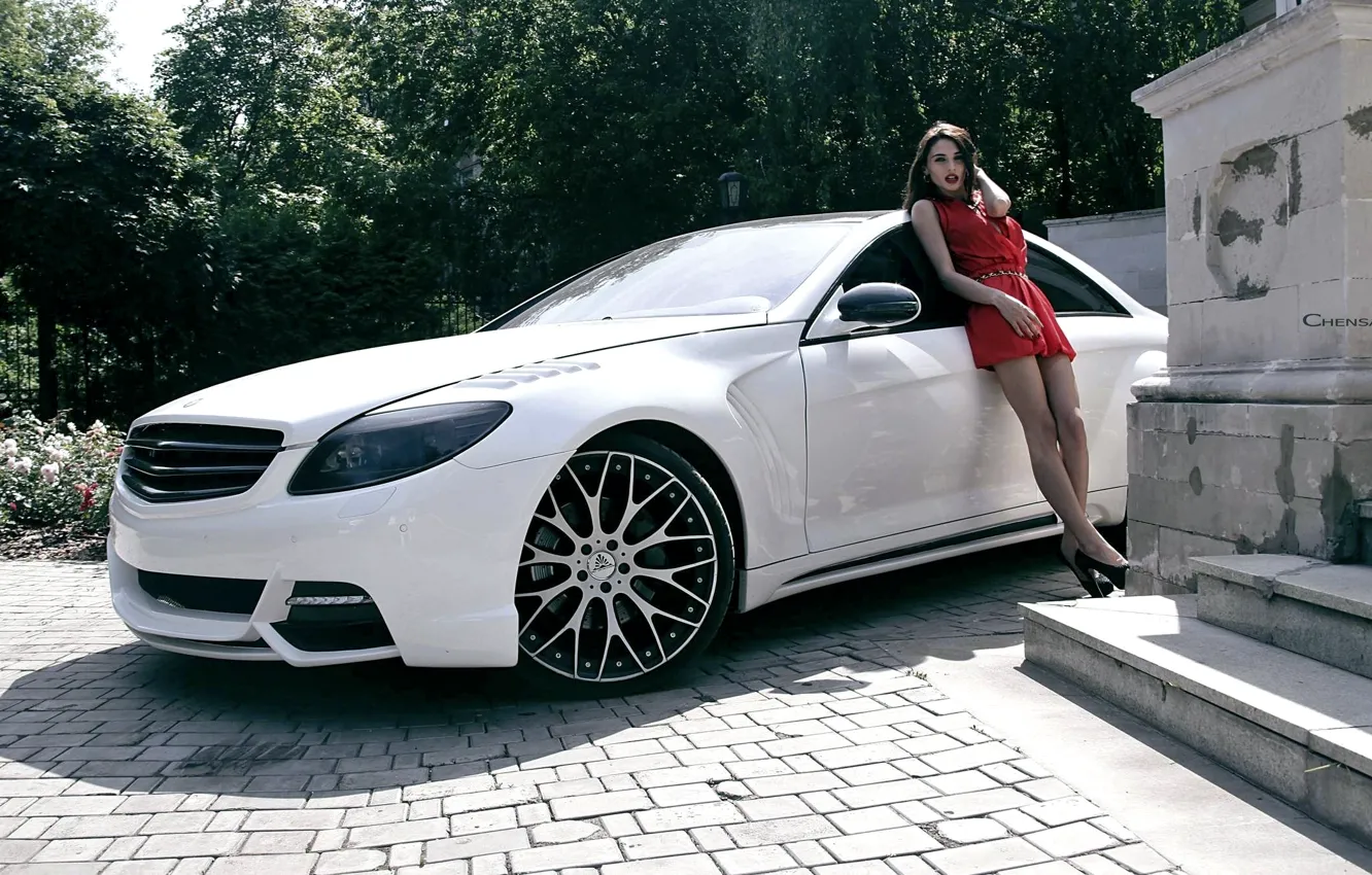 Photo wallpaper girl, coupe, Mercedes-Benz, Mercedes, CL-Class, C216