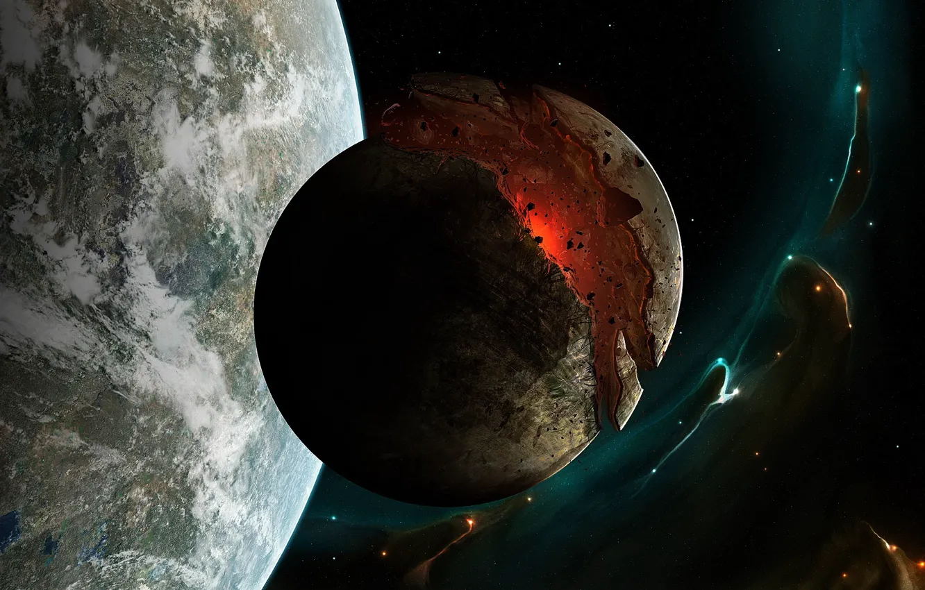 Photo wallpaper planet, Apocalypse, astronaut