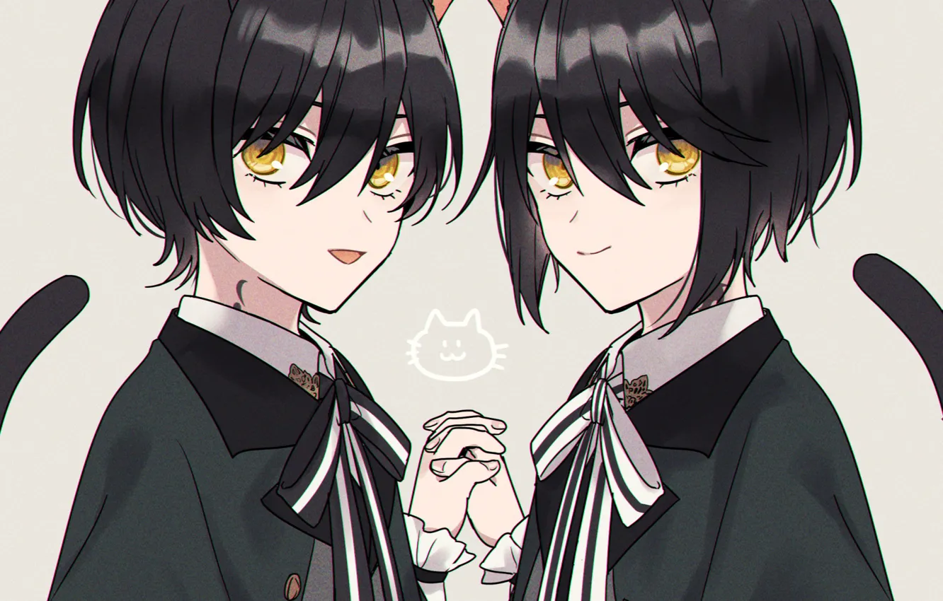 Photo wallpaper boy, white, neko, snow, Mahoutsukai no Yakusoku