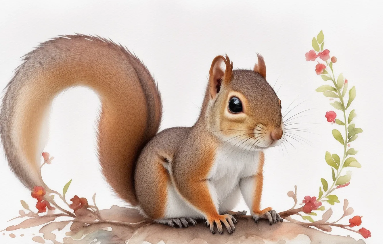 Photo wallpaper flowers, sweetheart, protein, watercolor, cub, flower, flowers, cute