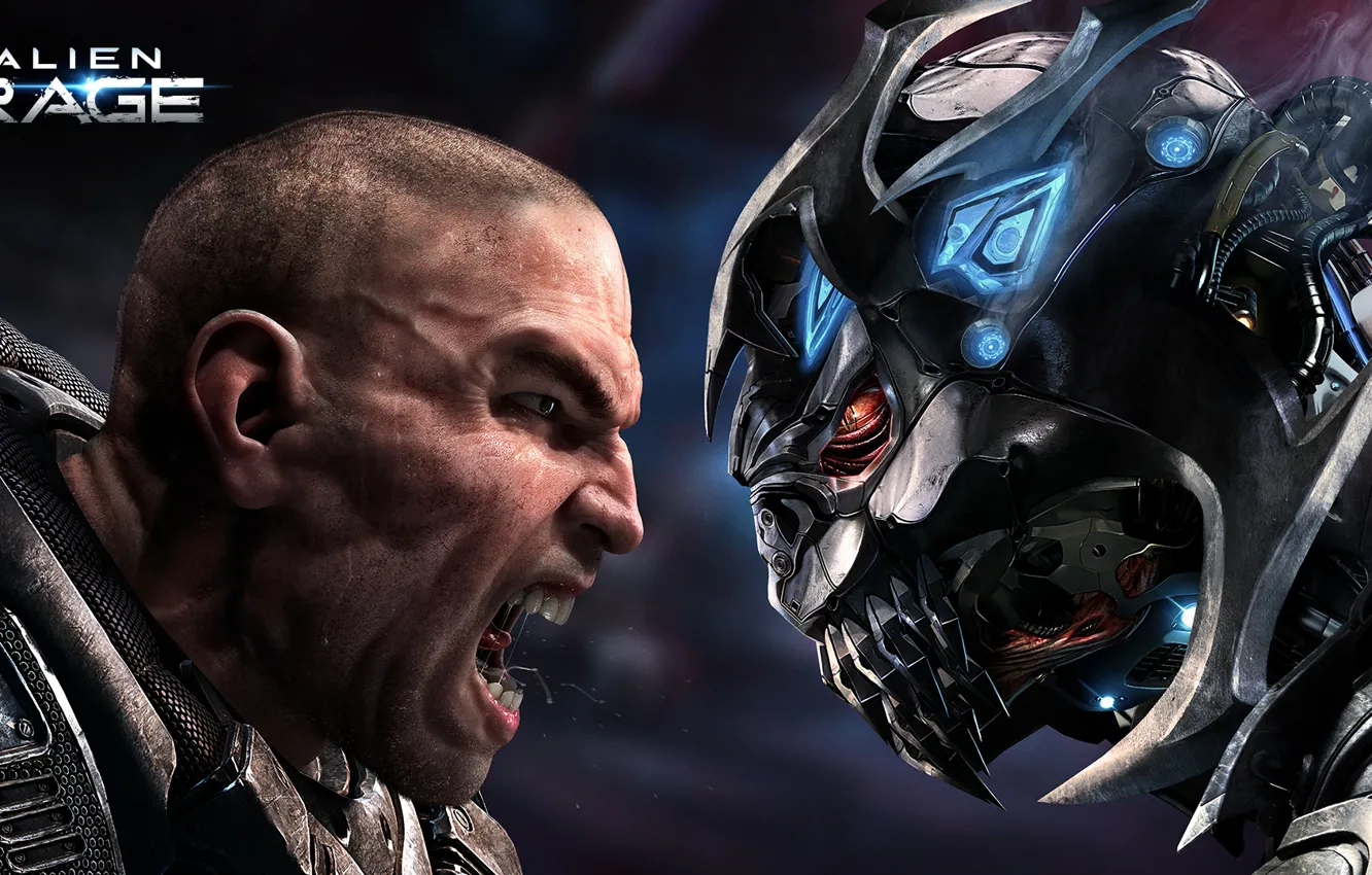 Photo wallpaper language, look, monster, teeth, nose, alien, soldiers, male