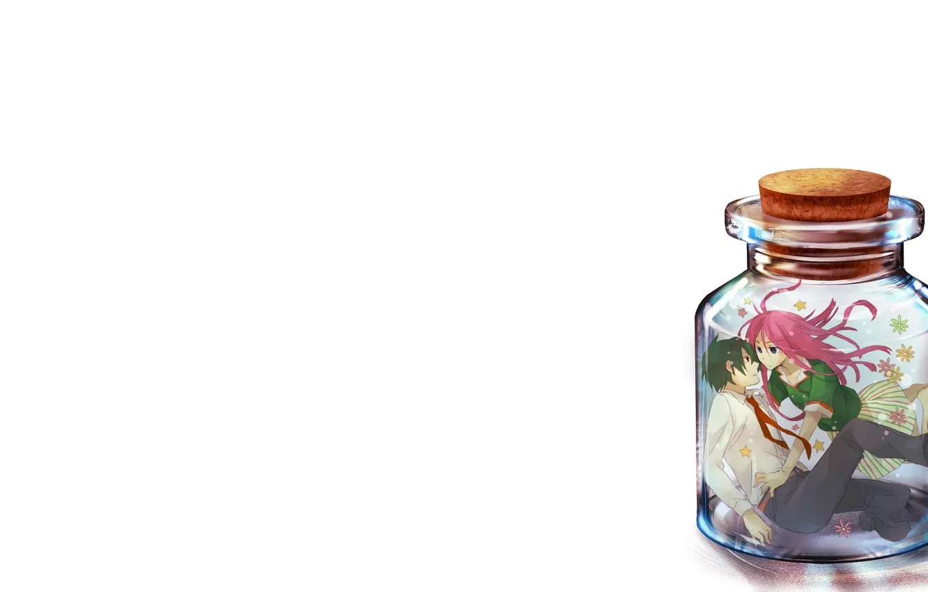 Photo wallpaper girl, bottle, minimalism, anime, art, Bank, guy, Cole's Ichinomiya