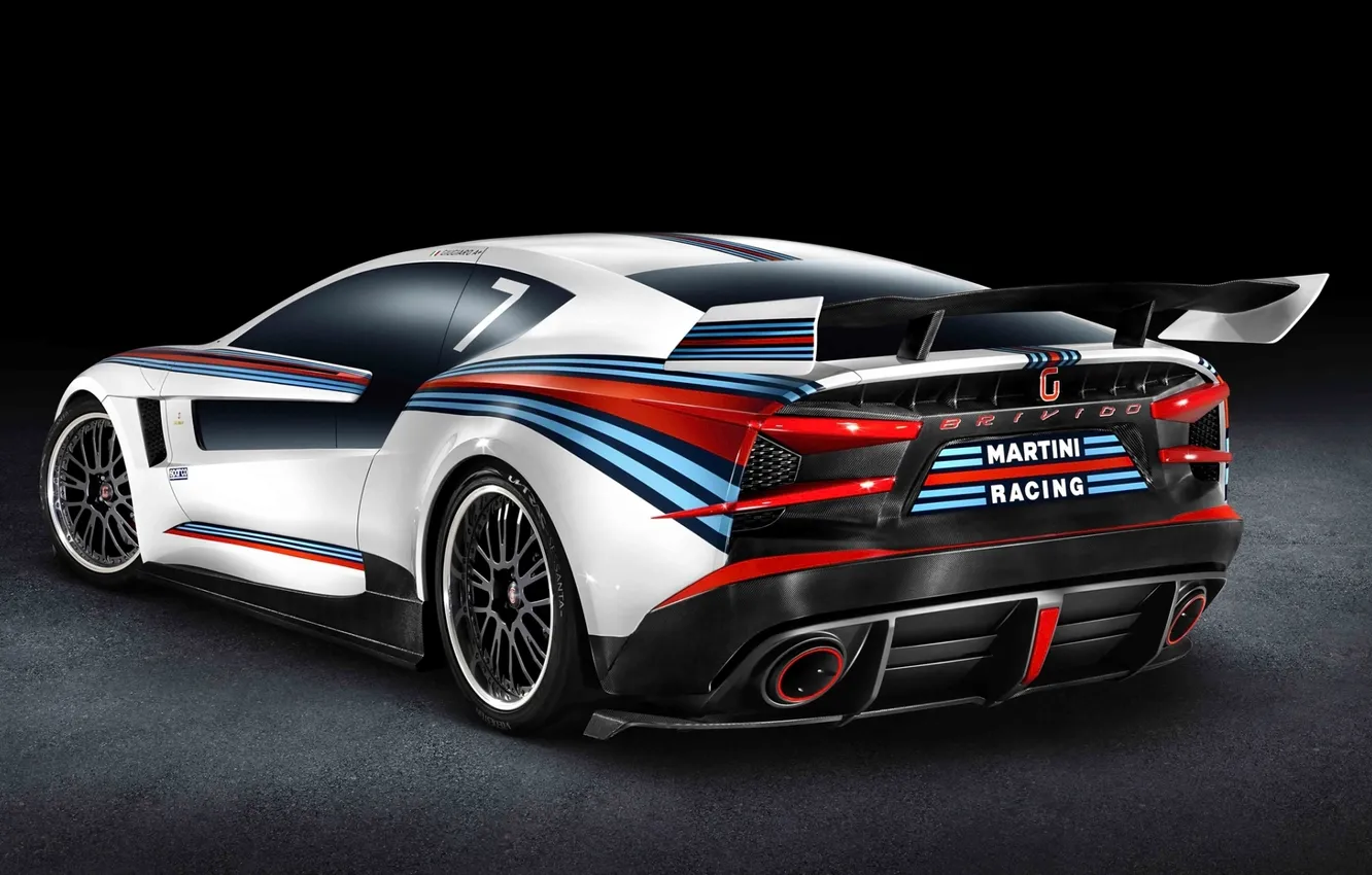 Photo wallpaper supercar, twilight, rear view, Martini, racing car, Giugiaro, Martini Racing, Brivido