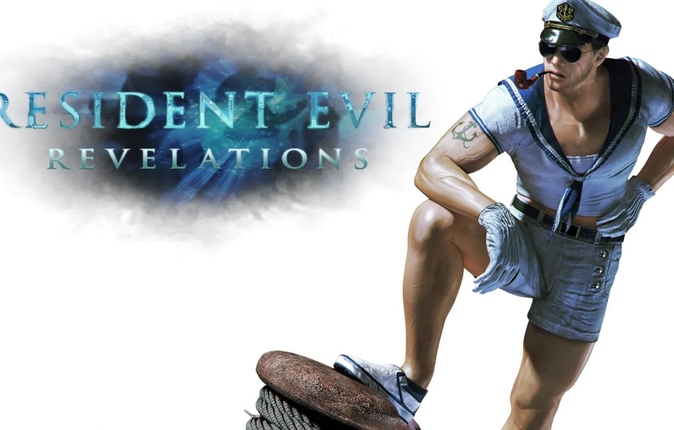 Photo wallpaper tattoo, glasses, Resident Evil, Resident Evil: Revelations, Chris Redfield, Biohazard: Revelations, Sailor