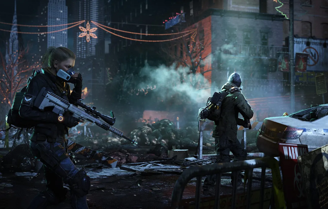 Photo wallpaper winter, the city, war, soldiers, new York, The Division