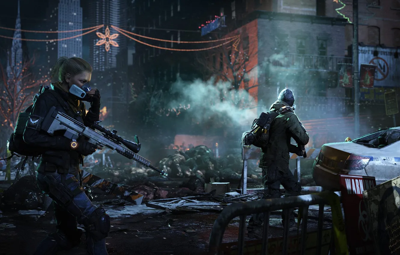 Photo wallpaper winter, the city, war, soldiers, New York, The Division