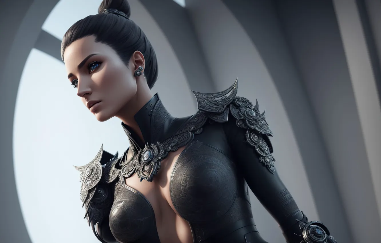 Photo wallpaper girl, armor, art, futuristic, fantasy girl, AND BE, Stable Diffusion, Neuronet