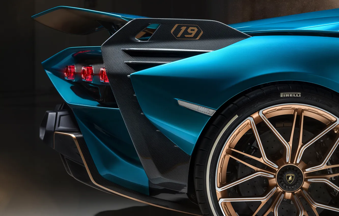 Photo wallpaper Lamborghini, logo, supercar, blue, lambo, wheel, nice, 2020