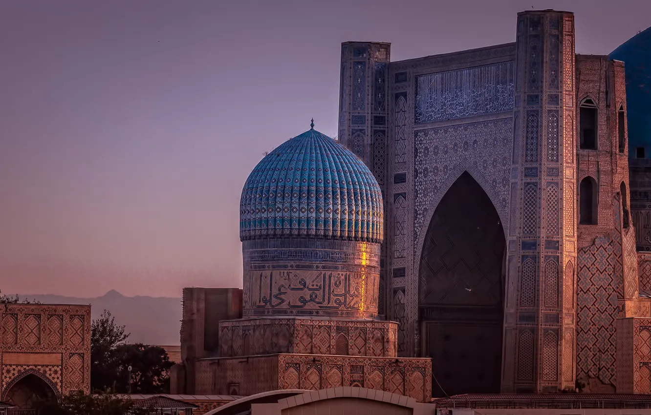 Photo wallpaper mosque, architecture, dome, Uzbekistan, Samarkand, Bibi-Khanim Mosque