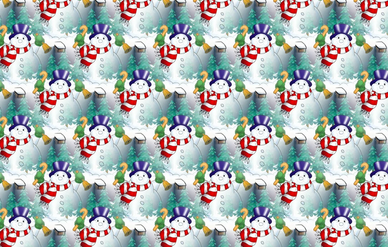 Photo wallpaper winter, snow, background, holiday, new year, texture, art, snowman