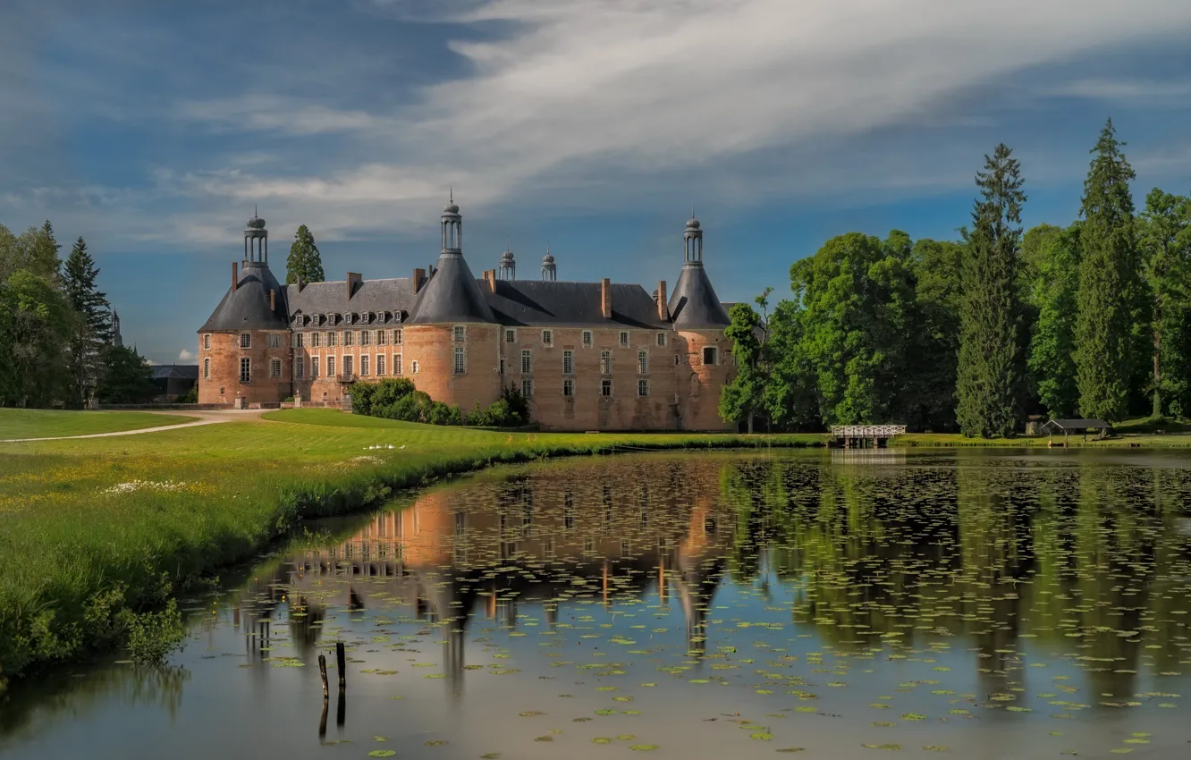Photo wallpaper France, lake, Bourgogne, Saint Fargeau
