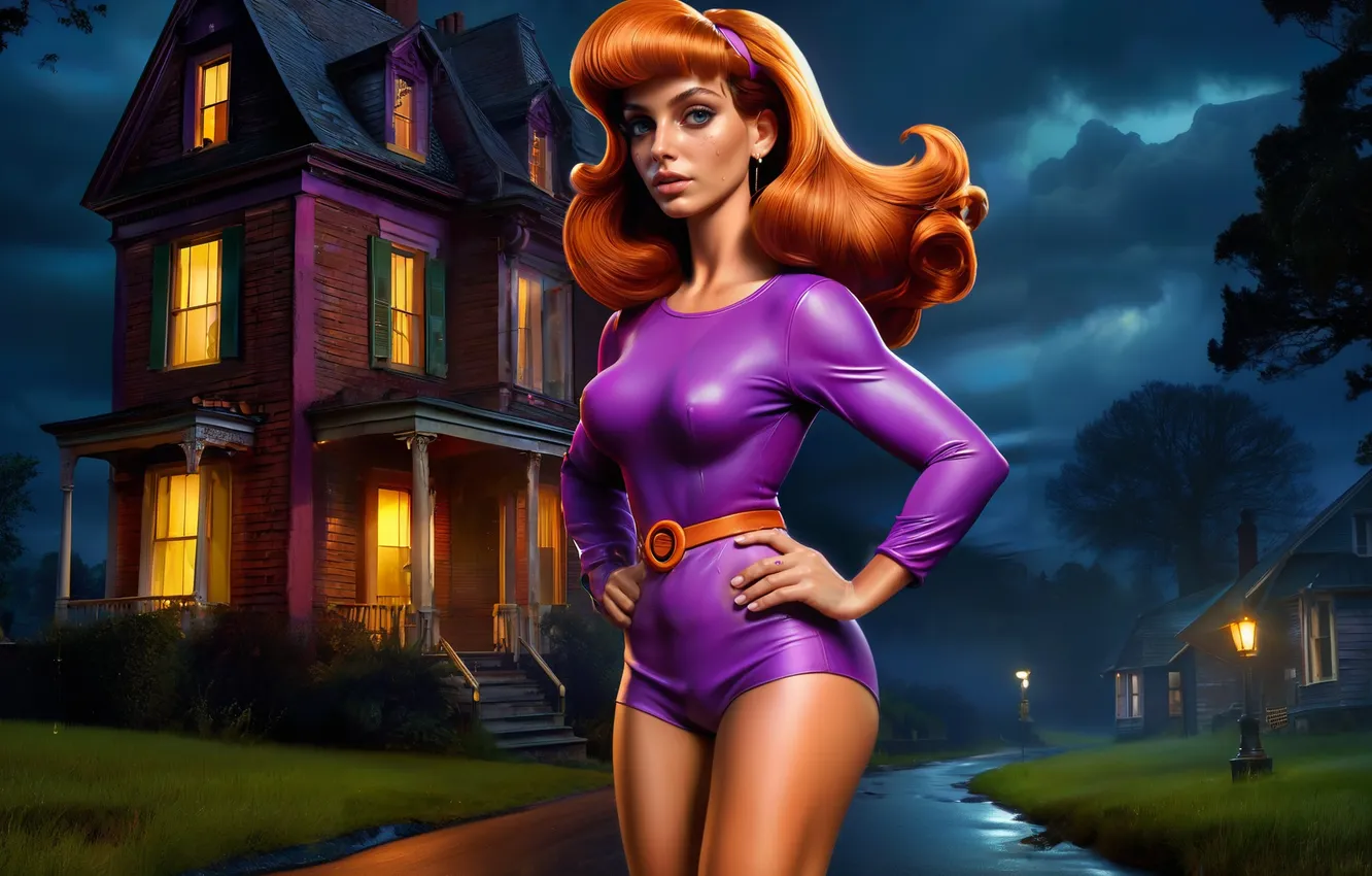 Photo wallpaper girl, cartoon, Scooby-Doo