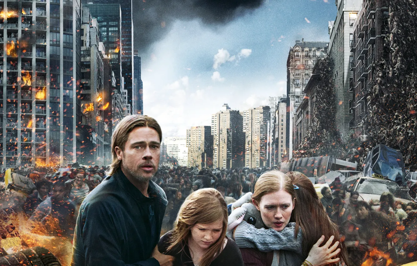 Photo wallpaper fiction, Brad Pitt, Brad Pitt, World war Z, World War Z