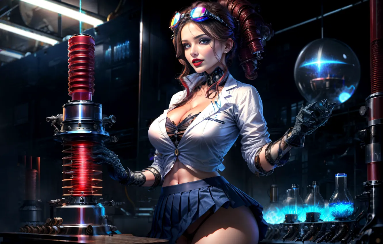 Photo wallpaper erotic, look, girl, light, pose, the dark background, table, plant