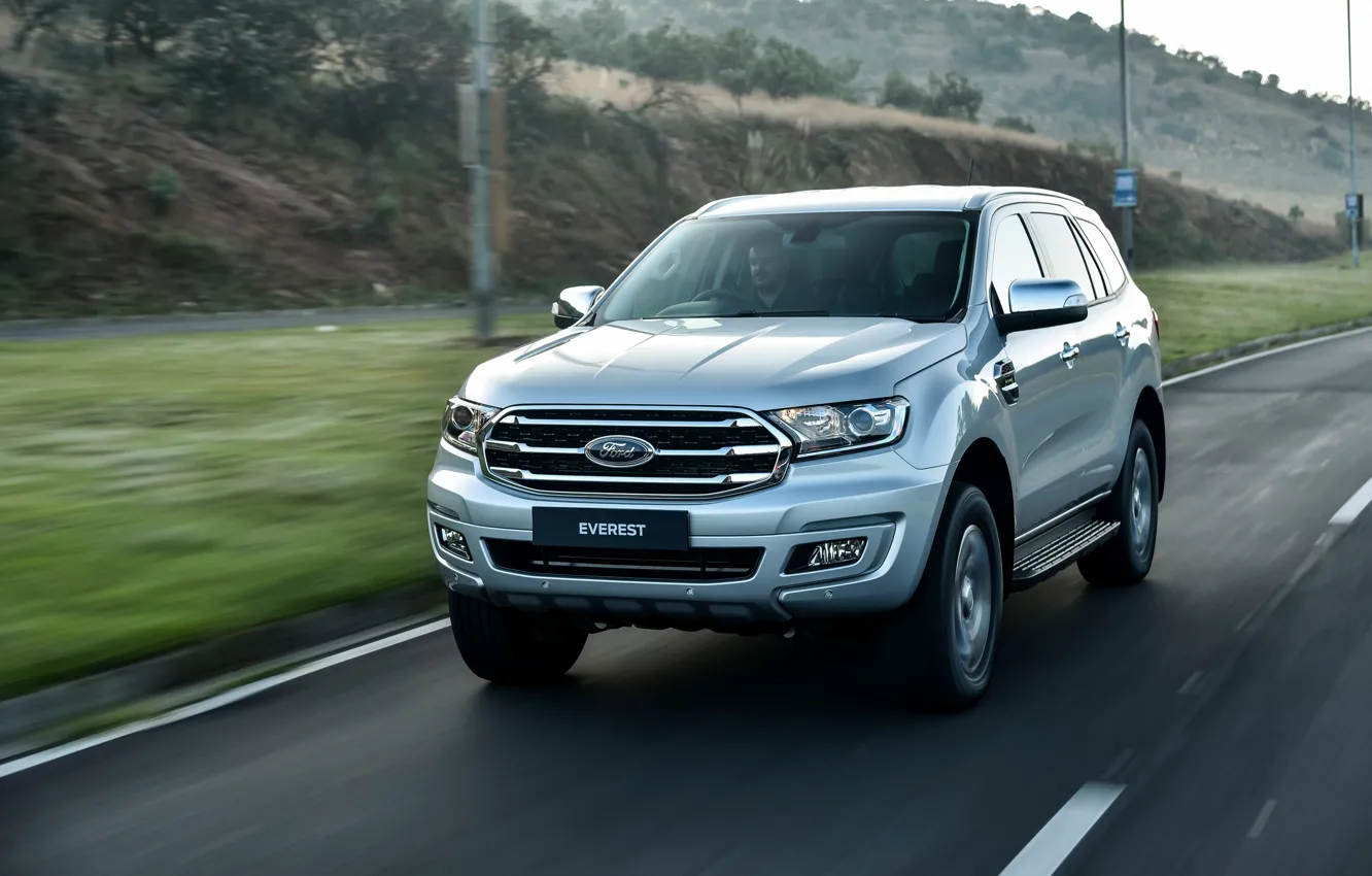 Photo wallpaper road, movement, Ford, Everest, 4WD, XLT, 2019