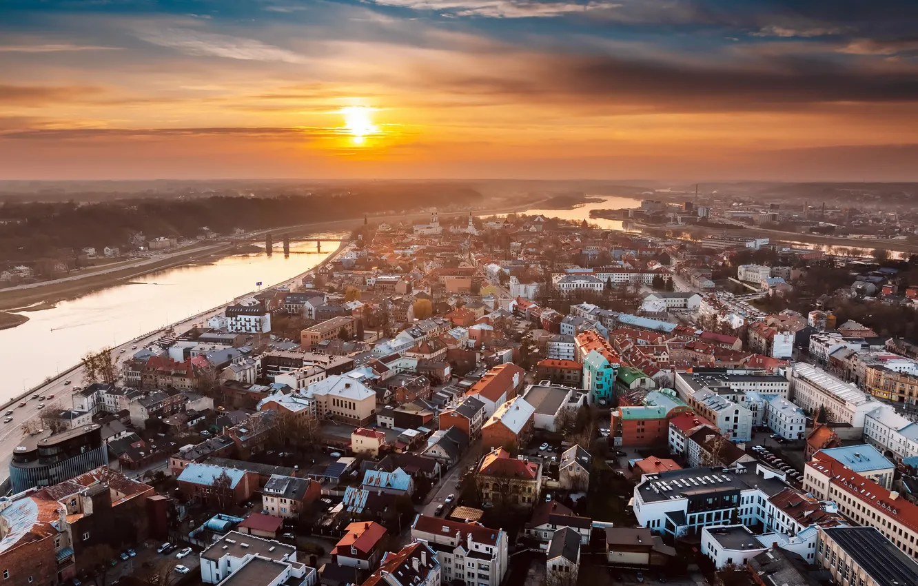 Wallpaper Lithuania, Kaunas, sunset for mobile and desktop, section ...
