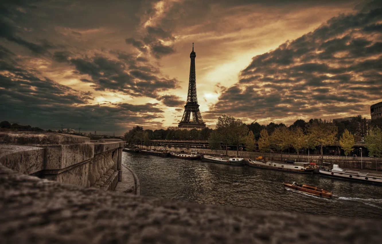 Photo wallpaper Eiffel tower, Paris, promenade