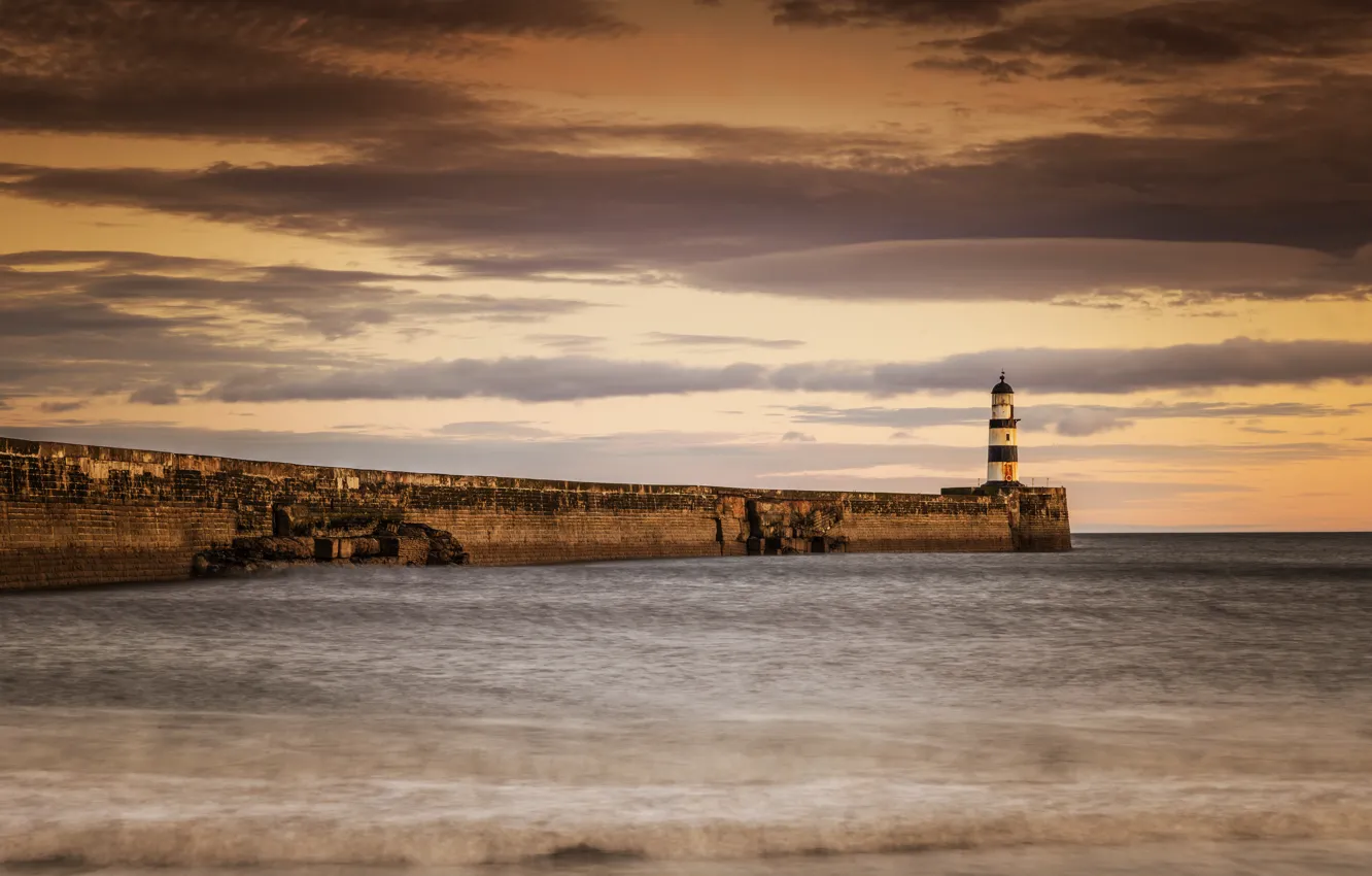 Photo wallpaper sea, shore, lighthouse, Seaham Lighthouse