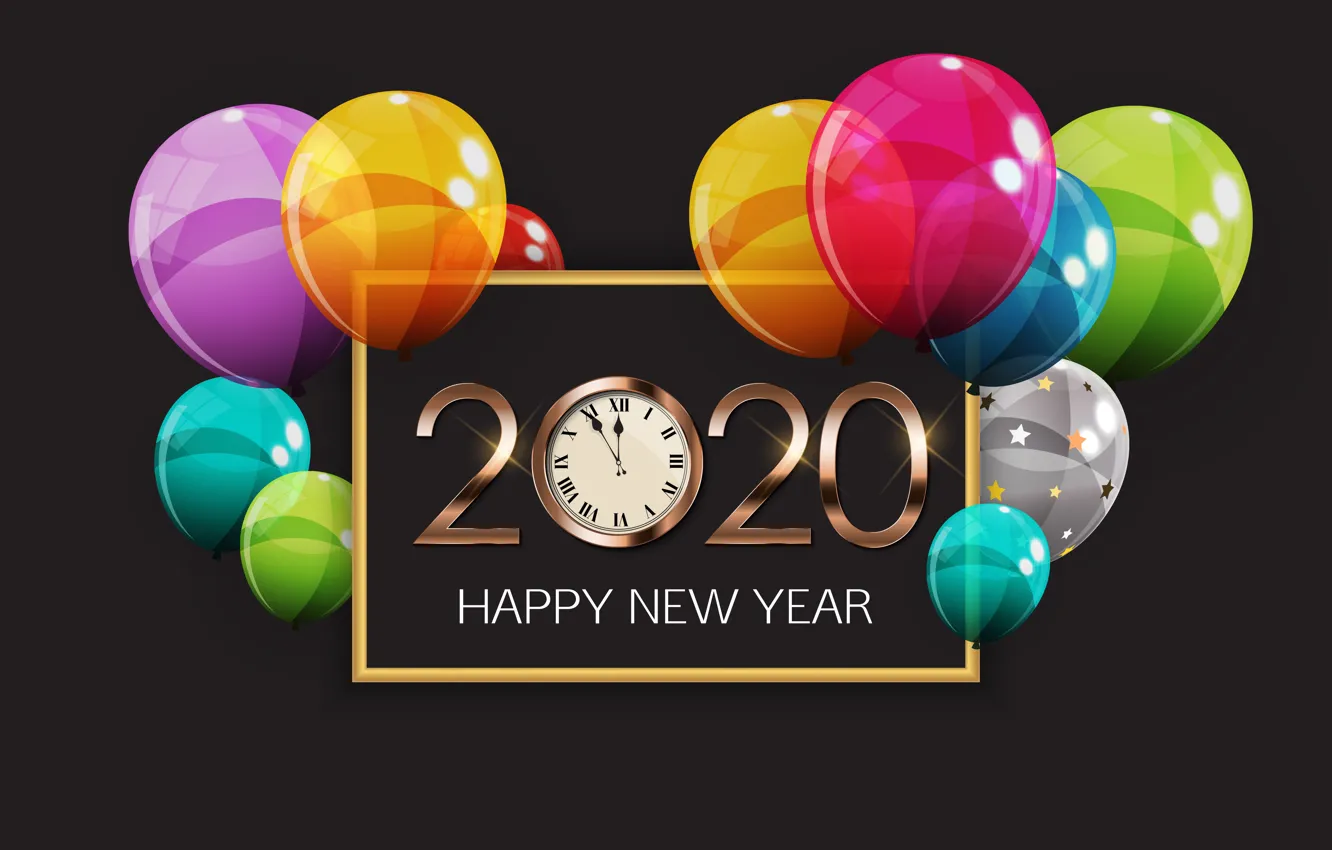 Photo wallpaper balls, new year, happy new year, 2020