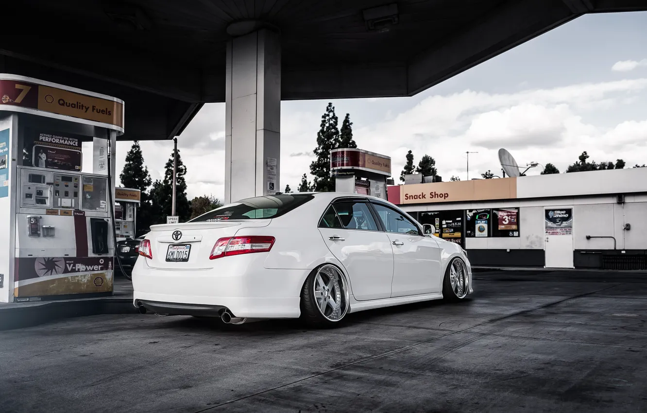 Photo wallpaper dressing, white, toyota, Toyota, camry, Camry, stance
