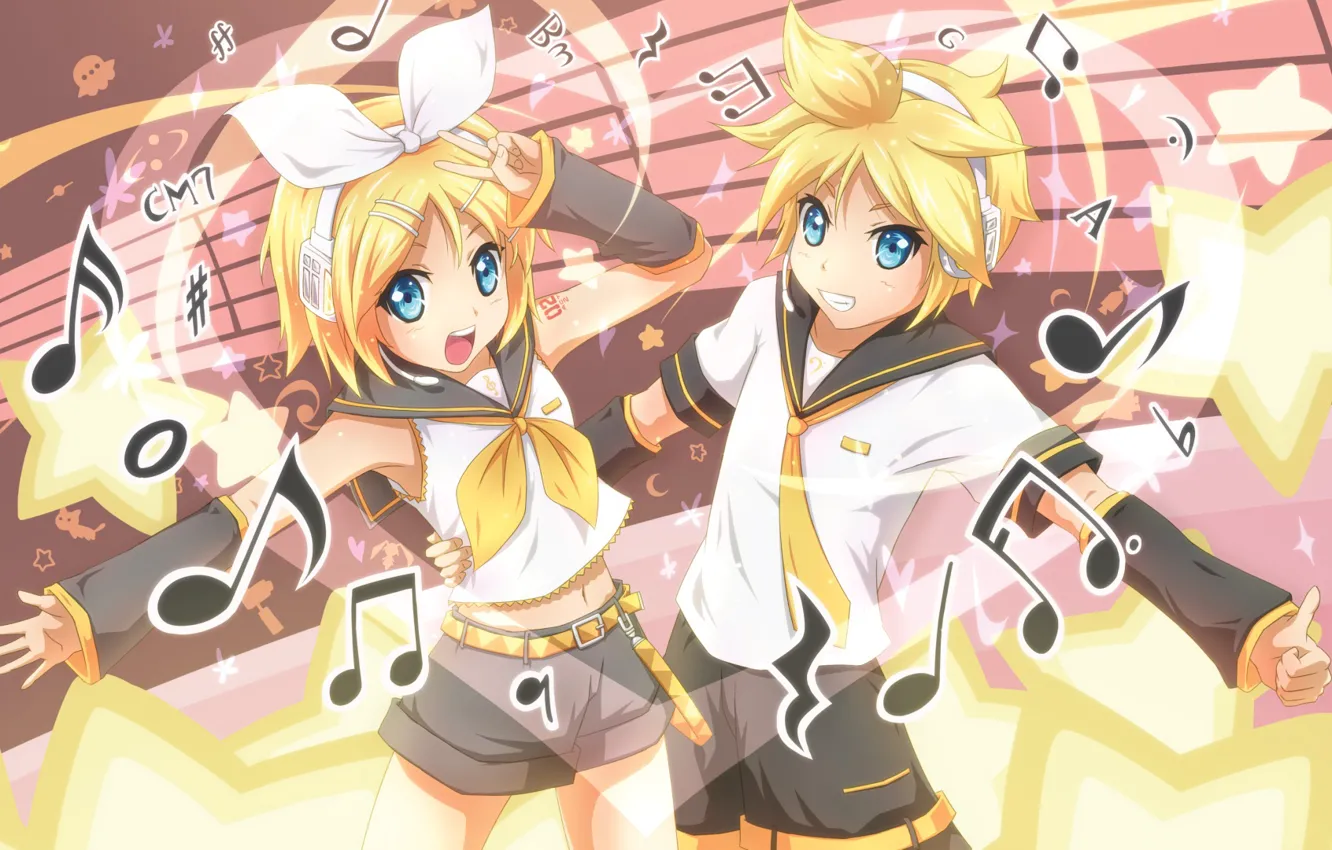 Photo wallpaper music, anime, art, vocaloid, two, Vocaloid
