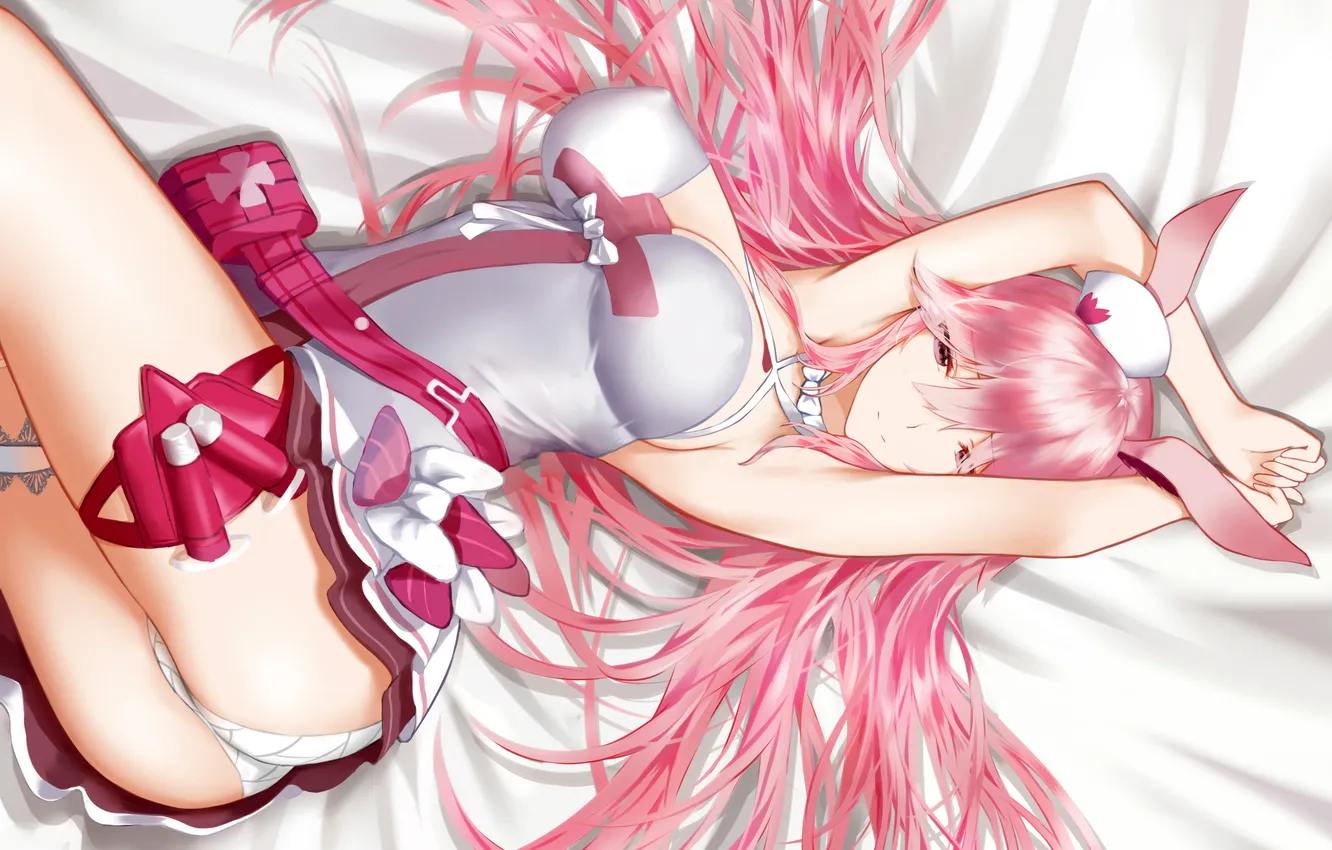 Photo wallpaper girl, sexy, lingerie, ass, cleavage, panties, pink hair, long hair