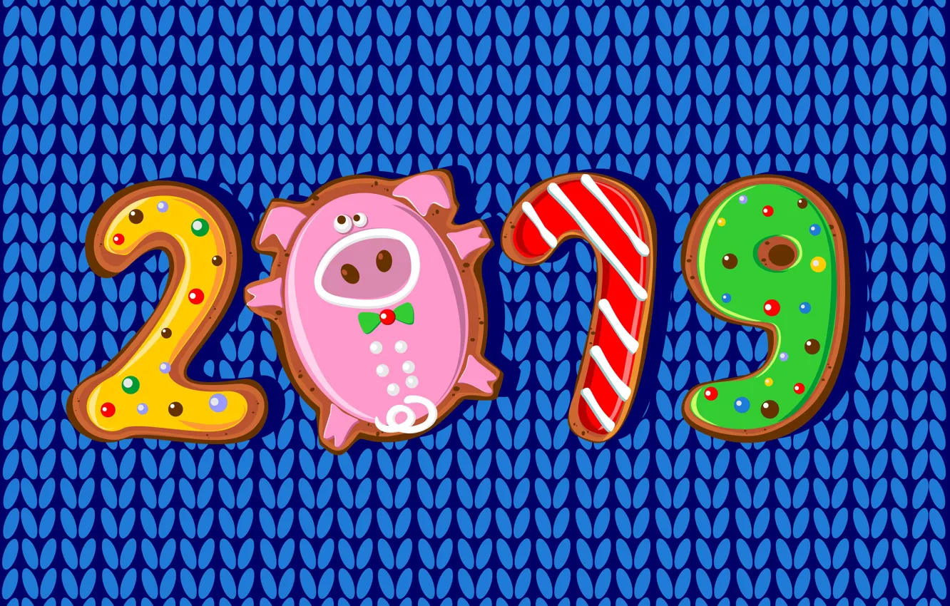 Photo wallpaper new year, colorful, figures, background, New Year, Happy, pig, 2019