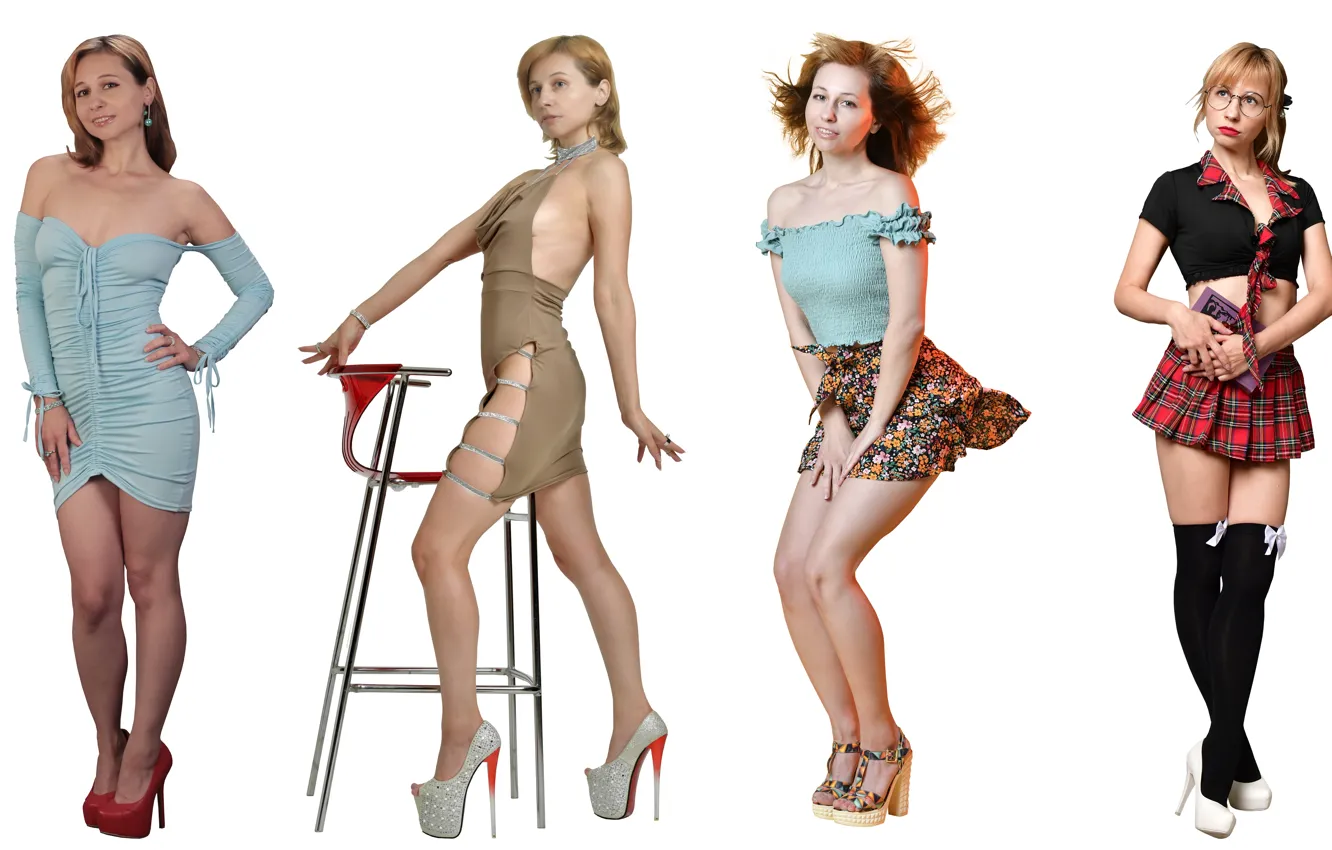 Photo wallpaper girl, white background, Victoria Borodinova, Photomantage