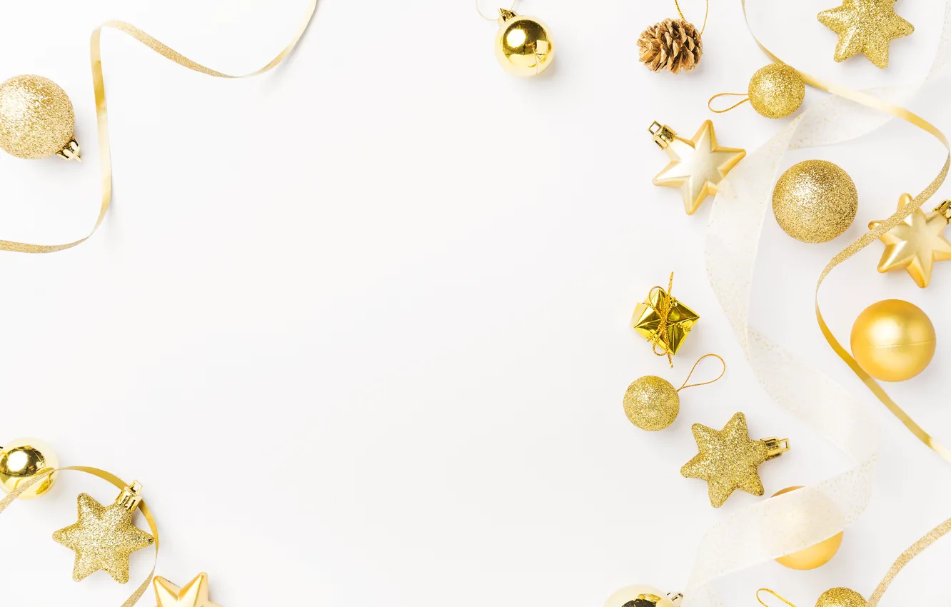 Photo wallpaper balls, gold, toy, new year, golden, Valeria Maksakova