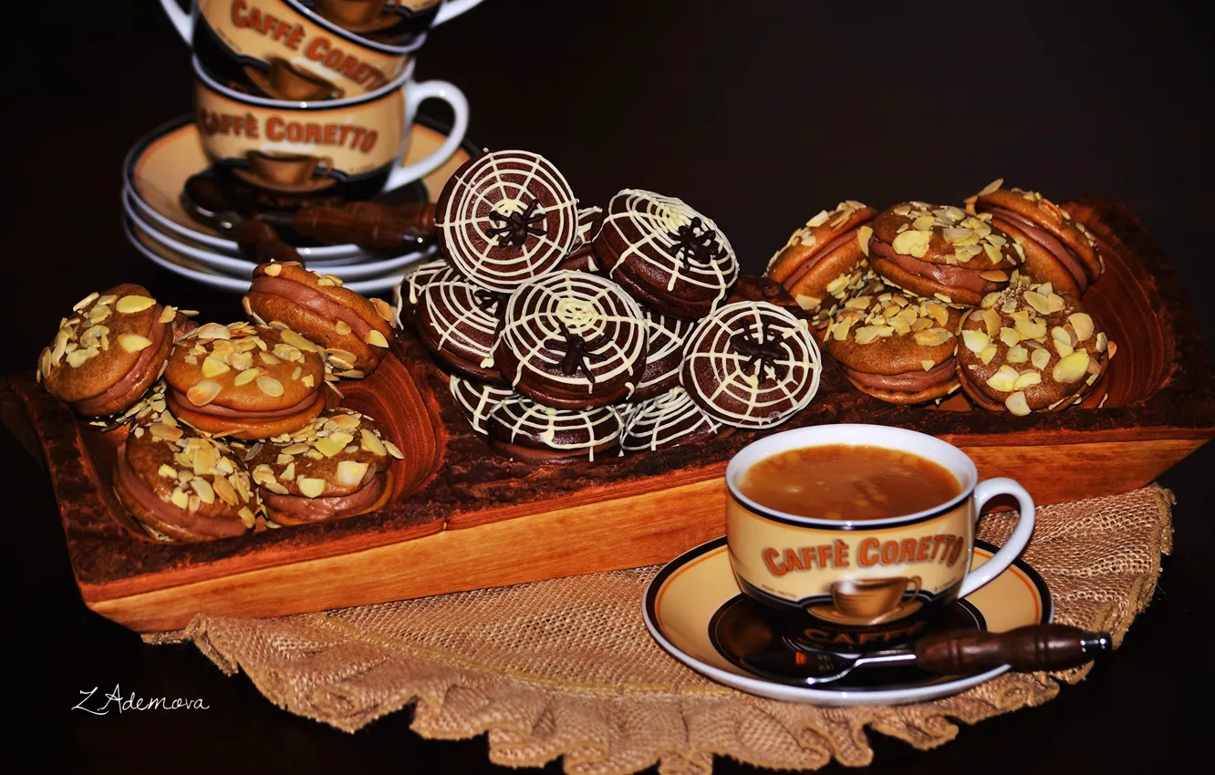 Photo wallpaper coffee, cookies, Halloween, cake