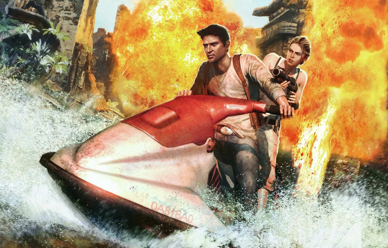 Photo wallpaper Naughty Dog, Nathan Drake, Elena Fisher Game, Uncharted: Drake's Fortune