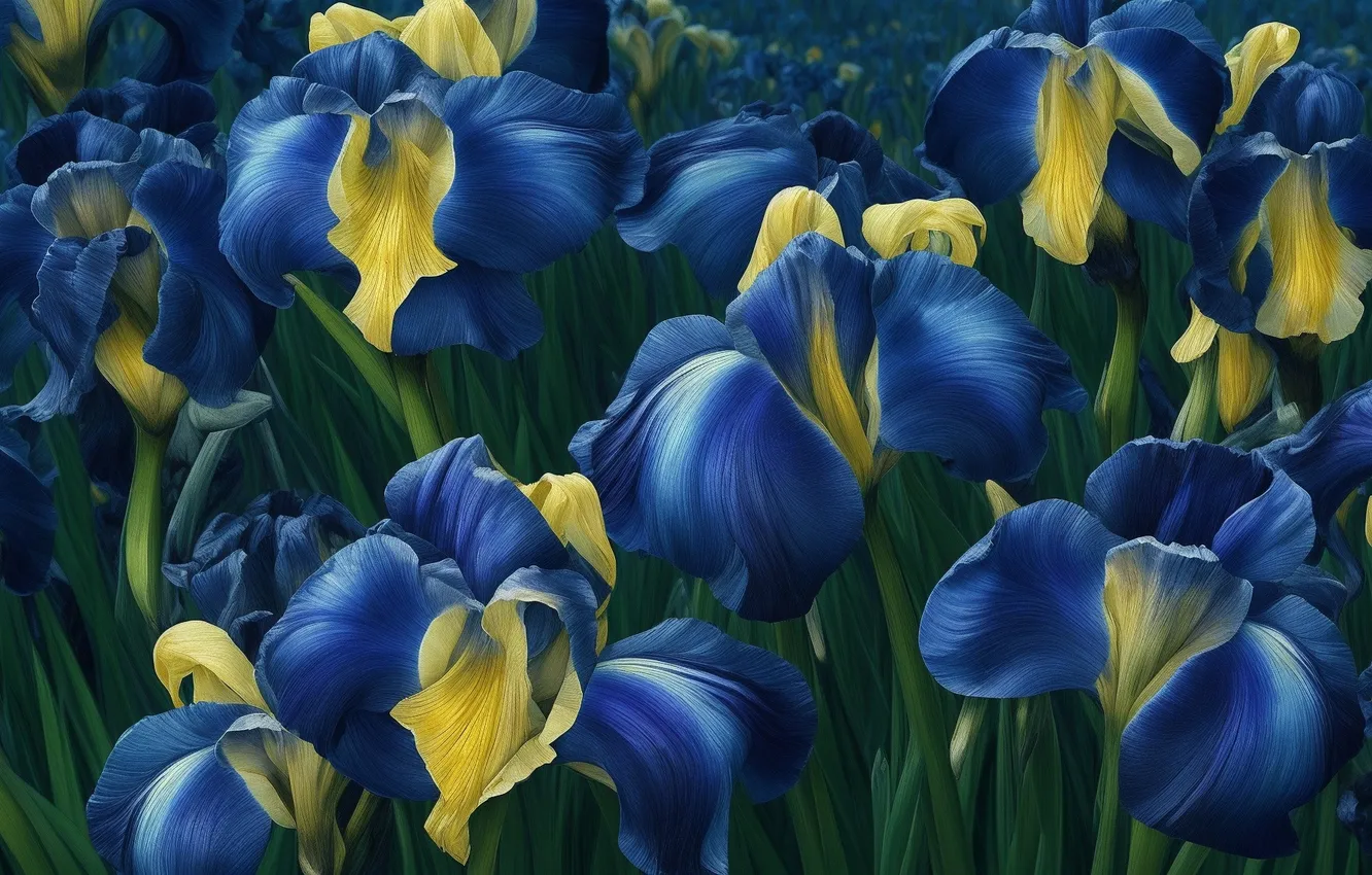 Photo wallpaper AI ART, AI Art, colored, delicate colors, flowers, flowers, blue, flower
