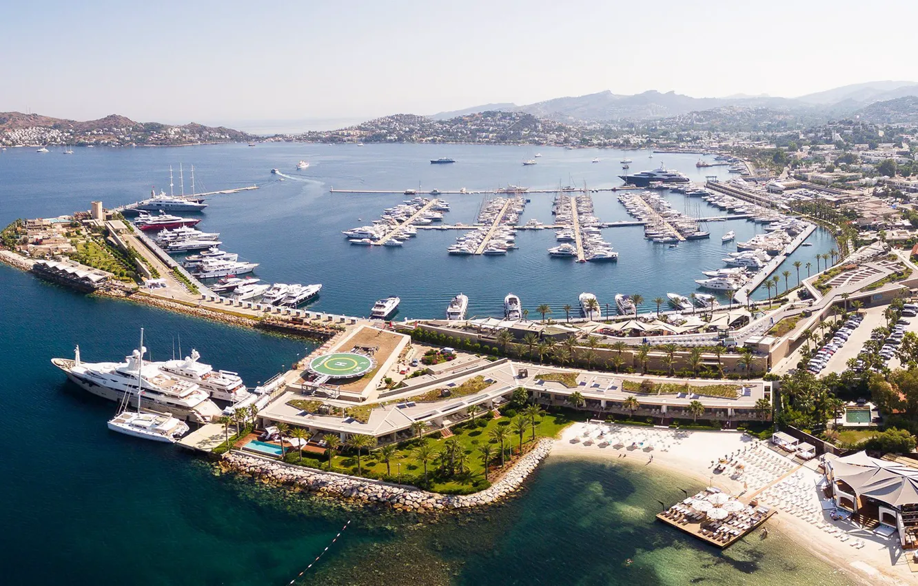 Photo wallpaper sea, yacht, Turkey, Marina, Bodrum