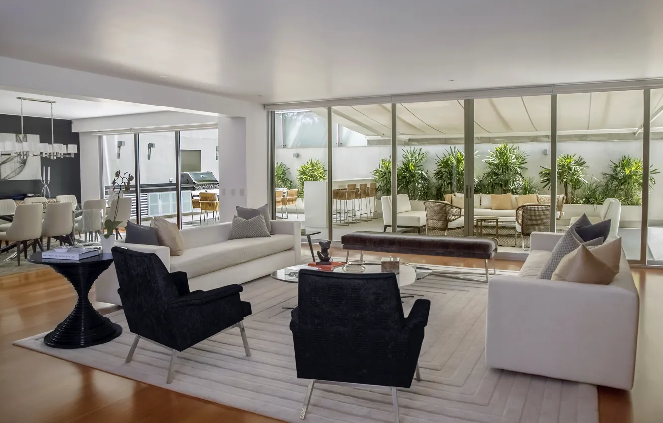 Photo wallpaper sofa, plant, interior, chair, pillow, window, chair, veranda