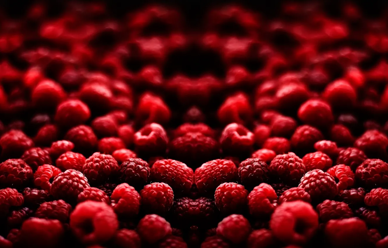 Photo wallpaper raspberry, Macro, berry, red, bokeh