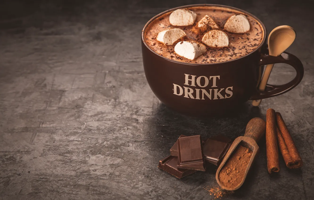 Photo wallpaper drink, cinnamon, coffee, chocolate, cocoa