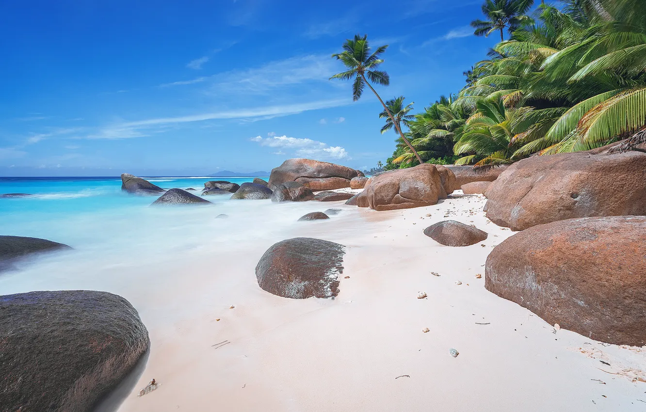 Photo wallpaper sand, beach, summer, nature, tropics, stones, coast